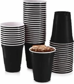 Merkloos Black Cups - 50stuk(s) - 475ml - Party Cups - Beerpong - Drankspel - Beerpong Bekers - Plastic Bekers