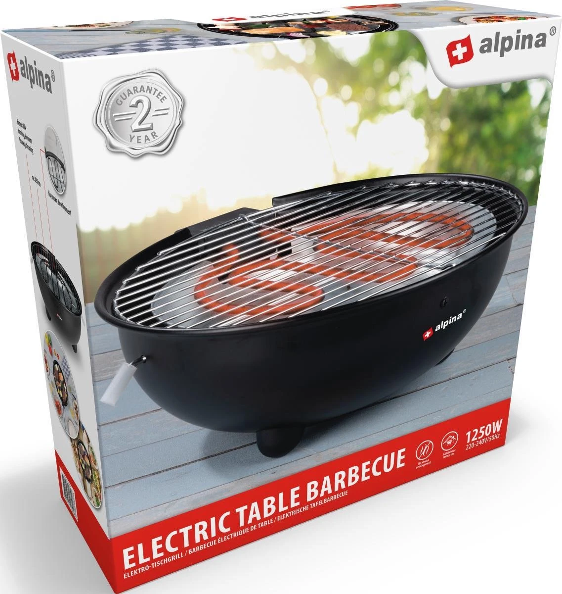 Alpina Elektrische BBQ - Tafel-Barbecue - Geen Rook - Binnen Barbecueën - 1250W - Ø 30 Cm - Zwart 9 Alpina Elektrische BBQ - Tafel-Barbecue - Geen Rook - Binnen Barbecueën - 1250W - Ø 30 Cm - Zwart - Afbeelding 9