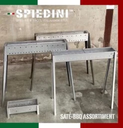 Spiedini Saté-bbq Bali 40 Mini - Kleine, Smalle Houtskoolbarbecue Met Horizontaal Rooster Voor Sate Of Andere Spiesjes - 40 Cm Lang, 11 Cm Breed, 14 Cm Hoog - Ideaal Voor Tuin- Of Open Haard, Of Balkon - Materiaal: Gealuminiseerd Ijzer -Keukenbenodigdheden Winkel 1153x1200 3