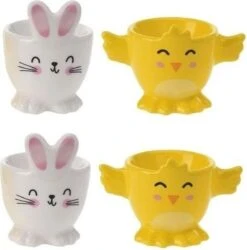 Merkloos 4x Witte Paashaas En Gele Kuiken Eierdopjes 7 Cm - Paasdecoratie/Paasontbijt -Keukenbenodigdheden Winkel 1186x1200 6