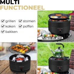 Ozocozy BBQ-ONE Houtskool Tafelbarbecue - Ø30 Cm- Zwart - Incl. Draagtas, Siliconen Bakkwast En RVS-Barbecuetang -Keukenbenodigdheden Winkel 1193x1200 6