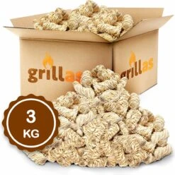Aanmaakkrullen Voor BBQ Of Kachel | 3kg ECO FSC Gecertificeerd Aanmaakhout Barbecue - Biologisch En Duurzaam Aanmaakwokkels - Houtwol Wokkels - Barbeque Aansteker - Aanmaakblokjes - Accessoires - Ongeveer 240 Krullen -Keukenbenodigdheden Winkel 1195x1200 3