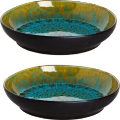 Palmer Bord Diep Lotus 21 Cm Zwart Turquoise Stoneware 2 Stuk(s) -Keukenbenodigdheden Winkel 1199x1200 1