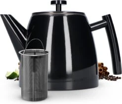 Vaja® Theepot Juliette Met Filter - Dubbelwandig -Theekan 1.0L - Glimmend Zwart -Keukenbenodigdheden Winkel 1200x1024 2