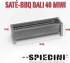 Spiedini Saté-bbq Bali 40 Mini - Kleine, Smalle Houtskoolbarbecue Met Horizontaal Rooster Voor Sate Of Andere Spiesjes - 40 Cm Lang, 11 Cm Breed, 14 Cm Hoog - Ideaal Voor Tuin- Of Open Haard, Of Balkon - Materiaal: Gealuminiseerd Ijzer -Keukenbenodigdheden Winkel 1200x1086 1