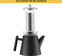 Silberthal - Theepot Met Filter - 1 L - RVS Dubbelwandig - Zwart - Cadeau -Keukenbenodigdheden Winkel 1200x1091