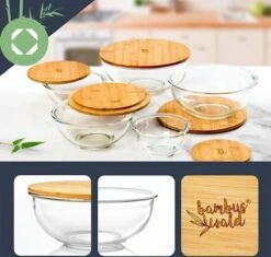 Klarstein Glazen Serveerschaal Met Bamboe Deksel - Afwasmachinebestendig - Veelzijdig Inzetbaar -Keukenbenodigdheden Winkel 1200x1144 3