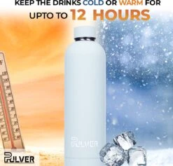 Pulver - RVS Thermosfles / Drinkfles – BPA Vrij – 750 Ml - Waterfles Met Draaidop – Drinkfles – Dubbele Isolatie - Rubberen Coating- Licht Groen -Keukenbenodigdheden Winkel 1200x1150