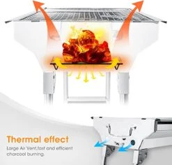 Uten - Houtskoolbarbecue - Opvouwbare Barbecue - Houtskoolbarbecues - Draagbare Camping Barbecue - 430 Roestvrij Staal Grill BBQ - 5-10 Persoon Tuin Buitenfeest - Zilver -Keukenbenodigdheden Winkel 1200x1152 1