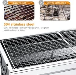 Uten - Houtskoolbarbecue - Opvouwbare Barbecue - Houtskoolbarbecues - Draagbare Camping Barbecue - 430 Roestvrij Staal Grill BBQ - 5-10 Persoon Tuin Buitenfeest - Zilver -Keukenbenodigdheden Winkel 1200x1184 6