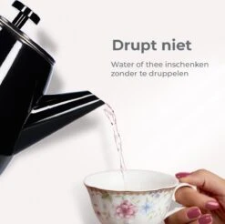 Vaja® Theepot Juliette Met Filter - Dubbelwandig -Theekan 1.0L - Glimmend Zwart -Keukenbenodigdheden Winkel 1200x1194 1