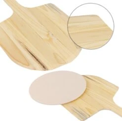 MaxxHome Pizzasteen - BBQ Steen - Maximum Te Verhitten Tot 600 Graden - ⌀33 - Incl. Houten Schep -Keukenbenodigdheden Winkel 1200x1195