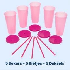 Herbruikbare Bekers Met Rietje En Deksel Van Plastic – Starbucks Design – Drinkbekers Met Rietje – Kleur Veranderende Beker – 5 Pack -Keukenbenodigdheden Winkel 1200x1198 15