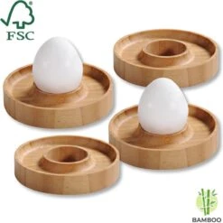 Merkloos FSC® Bamboe Houten - Eierdopjes Set Van 4 Stuks - Met Praktische Rand Voor Neerleggen Van De Eierschaal - Eierdoppen Set 4-Delig -Keukenbenodigdheden Winkel 1200x1198 29