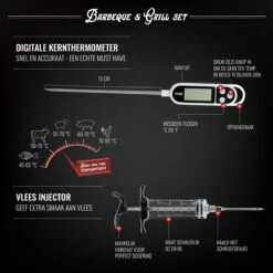 Mountain Jack® 40-Delige Luxe BBQ Grill Accessoires Set In Roestvrij Staal – Barbecue Gereedschap – Tangenset, Vlees Thermometer, Vleestang, Borstel, Spiezen, Vleesmes, Vleesvork -Keukenbenodigdheden Winkel 1200x1199 3