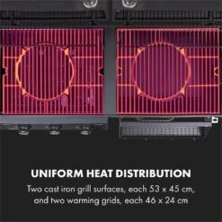 Klarstein Kingsville Double Barbecue - Houtskool- En Gasbarbecue - Smoker BBQ - Inclusief Deksels En Thermometer - Met 2 Roosters - Zwart -Keukenbenodigdheden Winkel 1200x1200 1031