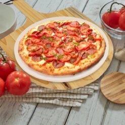 MaxxHome Pizzasteen - BBQ Steen - Maximum Te Verhitten Tot 600 Graden - ⌀33 - Incl. Houten Schep -Keukenbenodigdheden Winkel 1200x1200 140