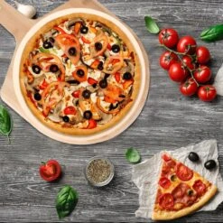 MaxxHome Pizzasteen - BBQ Steen - Maximum Te Verhitten Tot 600 Graden - ⌀33 - Incl. Houten Schep -Keukenbenodigdheden Winkel 1200x1200 141