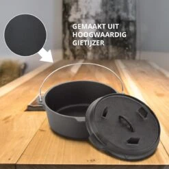 Dutch Mountains Gietijzeren Pannenset 7-delig - Dutch Oven – Braadpan - Grillpan - Hapjespan - Kookset In Houten Transportkist - Deksellifter - Brander -Keukenbenodigdheden Winkel 1200x1200 142