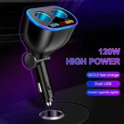 Auto Sigarettenaansteker Splitter - Losse Oplader - USB 2.0 A/USB 3.0 A 2 Poorten - Zwart - Snellader - Splitter - Auto Lader USB -Keukenbenodigdheden Winkel 1200x1200 180