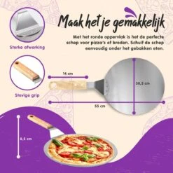 Nowad Pizzaschep RVS Rond Voor BBQ En Oven - 30,5 Cm - Pizzaspatel - Taartschep - Houten Handvat - Ophangbaar - Rond - Vaatwasbestendig - Keukenaccessoires -Keukenbenodigdheden Winkel 1200x1200 287