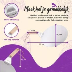 Nowad Pizzaschep RVS Rond Voor BBQ En Oven - 30,5 Cm - Pizzaspatel - Taartschep - Houten Handvat - Ophangbaar - Rond - Vaatwasbestendig - Keukenaccessoires -Keukenbenodigdheden Winkel 1200x1200 291