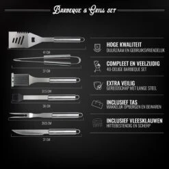 Mountain Jack® 40-Delige Luxe BBQ Grill Accessoires Set In Roestvrij Staal – Barbecue Gereedschap – Tangenset, Vlees Thermometer, Vleestang, Borstel, Spiezen, Vleesmes, Vleesvork -Keukenbenodigdheden Winkel 1200x1200 302