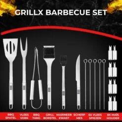 GrillX Barbecue Gereedschap Set - 19-delig - Inclusief Luxe Draagtas - BBQ Accesoires - Gereedschapset -Keukenbenodigdheden Winkel 1200x1200 312