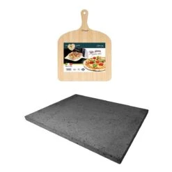 ETNA Pizza Set - Grote Pizzasteen & GRATIS Pizzaschep - 30 Cm X 38 Cm - Echt Italiaanse Pizzasteen - Broodbaksteen - BBQ Pizzasteen - Gemaakt Van Lavasteen Uit De Etna - Non-stick - Eppicotispai -Keukenbenodigdheden Winkel 1200x1200 370