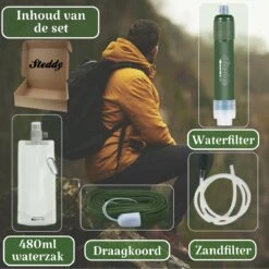 Waterfilter Survival Steddy Pro - Zuiver Gratis Drinkwater - Waterfles Waterzuivering - Waterfilter Kraan - Outdoor - FILTER 4000 LITER! -Keukenbenodigdheden Winkel 1200x1200 46