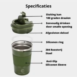 Castagnola Design RVS Koffiebeker To Go - Groen - 380ml - Thermosbeker - Theebeker -Keukenbenodigdheden Winkel 1200x1200 563