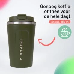 Triple J® Koffiebeker To Go - Thermosbeker - BPA & Lekvrij - 380ml - Groen -Keukenbenodigdheden Winkel 1200x1200 572