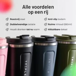 Triple J® Koffiebeker To Go - Thermosbeker - BPA & Lekvrij - 380ml - Groen -Keukenbenodigdheden Winkel 1200x1200 573
