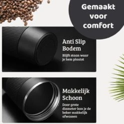 Mmoods Thermosbeker Voor Koffie En Thee 380ml - Koffiebeker To Go - Reisbeker Voor Auto - Herbruikbare Drinkfes Voor Warme En Koude Dranken - Ecologische Thermoskan Zwart Geschenk -Keukenbenodigdheden Winkel 1200x1200 582