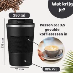 Mmoods Thermosbeker Voor Koffie En Thee 380ml - Koffiebeker To Go - Reisbeker Voor Auto - Herbruikbare Drinkfes Voor Warme En Koude Dranken - Ecologische Thermoskan Zwart Geschenk -Keukenbenodigdheden Winkel 1200x1200 585