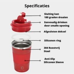 Castagnola Design RVS Koffiebeker To Go - Rood - 380ml - Thermosbeker - Theebeker -Keukenbenodigdheden Winkel 1200x1200 591