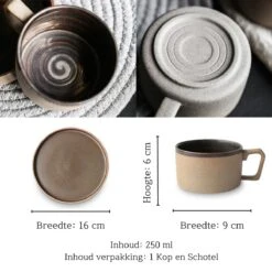 House Of Husk® Keramieke Kop En Schotel Set - Koffiekopjes - Theemokken - Koffiemokken - 250 Ml - Bruin Aardewerk -Keukenbenodigdheden Winkel 1200x1200 681