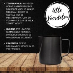 Merkloos Pazzo Goods - Melkkan - Melkkannetje Opschuim - Zwart - 350 Ml - Premium Kwaliteit - RVS - -Keukenbenodigdheden Winkel 1200x1200 800