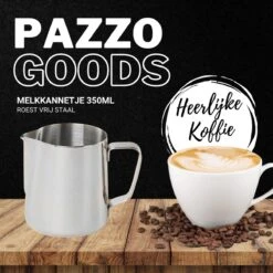 Merkloos Pazzo Goods - Melkkan - Melkkannetje Opschuim - Zilver - 350 Ml - Premium Kwaliteit - RVS - -Keukenbenodigdheden Winkel 1200x1200 808
