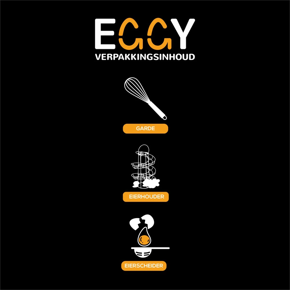 EGGY - Eierhouder - Eierrek Metaal Zwart - Eierrekje - Eierdoos - Eiermand - Eierschaal - Eieren Bewaren Incl. Garde En Eierscheider 2 EGGY - Eierhouder - Eierrek Metaal Zwart - Eierrekje - Eierdoos - Eiermand - Eierschaal - Eieren Bewaren Incl. Garde En Eierscheider - Afbeelding 2