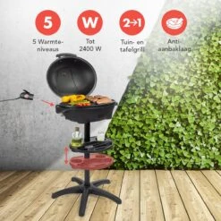 KitchenBrothers Elektrische BBQ - Met Grillplaat - Anti-aanbaklaag - Incl. Plank/Houders - Grilloppervlak 46,5x33,8cm - Tot 300°C - 2400W - Zwart -Keukenbenodigdheden Winkel 1200x1200 937