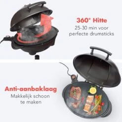 KitchenBrothers Elektrische BBQ - Met Grillplaat - Anti-aanbaklaag - Incl. Plank/Houders - Grilloppervlak 46,5x33,8cm - Tot 300°C - 2400W - Zwart -Keukenbenodigdheden Winkel 1200x1200 939