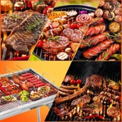 Uten - Houtskoolbarbecue - Opvouwbare Barbecue - Houtskoolbarbecues - Draagbare Camping Barbecue - 430 Roestvrij Staal Grill BBQ - 5-10 Persoon Tuin Buitenfeest - Zilver -Keukenbenodigdheden Winkel 1200x1200 960