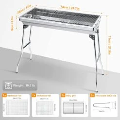 Uten - Houtskoolbarbecue - Opvouwbare Barbecue - Houtskoolbarbecues - Draagbare Camping Barbecue - 430 Roestvrij Staal Grill BBQ - 5-10 Persoon Tuin Buitenfeest - Zilver -Keukenbenodigdheden Winkel 1200x1200 961