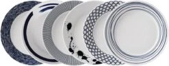 Royal Doulton Pacific - Pastaborden / Bordenset - Porselein - Wit / Blauw - ⌀ 22 Cm - 6 Stuks -Keukenbenodigdheden Winkel 1200x467