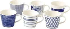 Royal Doulton Pacific - 6x Mok / Beker - Porselein - Wit / Blauw - 450 Ml - Set Van 6 Mokken -Keukenbenodigdheden Winkel 1200x495 1