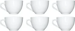 Merkloos Koffie Kopjes – Koffiekopjes – Koffiemokken – Cappuccino – Set Van 6 – Porselein – 250 Ml – Wit -Keukenbenodigdheden Winkel 1200x511
