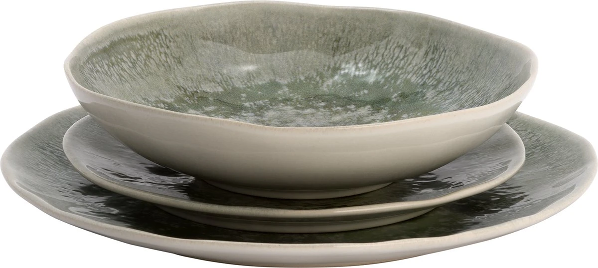 Lite-Body - Serviesset Chloé Wave - 6 Personen - 18 Delig - Groen Grijs Reliëf 4 Lite-Body - Serviesset Chloé Wave - 6 Personen - 18 Delig - Groen Grijs Reliëf - Afbeelding 4