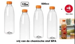 15x Flesje PET Helder 500cc Met Oranje Dop - Drinken Jus Sinas Cola Sappen Dranken