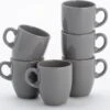 Lite-Body Hermes Koffie Beker 20 Cl - Set Van 6 Stuks - Aardewerk - Grijs